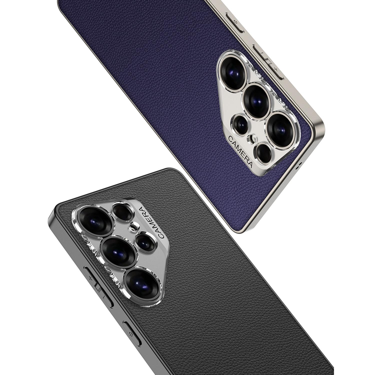 

Чохол для Samsung Galaxy S25 Ultra PU+TPU+PC Захисна накладка для телефону з прозорим отвором для об єктива Black