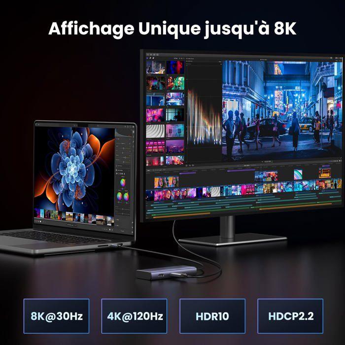 Station d'accueil - ugreen - 15852 - hub usb c 6 en 1 - double port hdmi - power delivery 100w