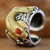Men's Koi Adjustable S925 Silver Thumb Ring - Handmade Retro Ethnic Style Jewelry