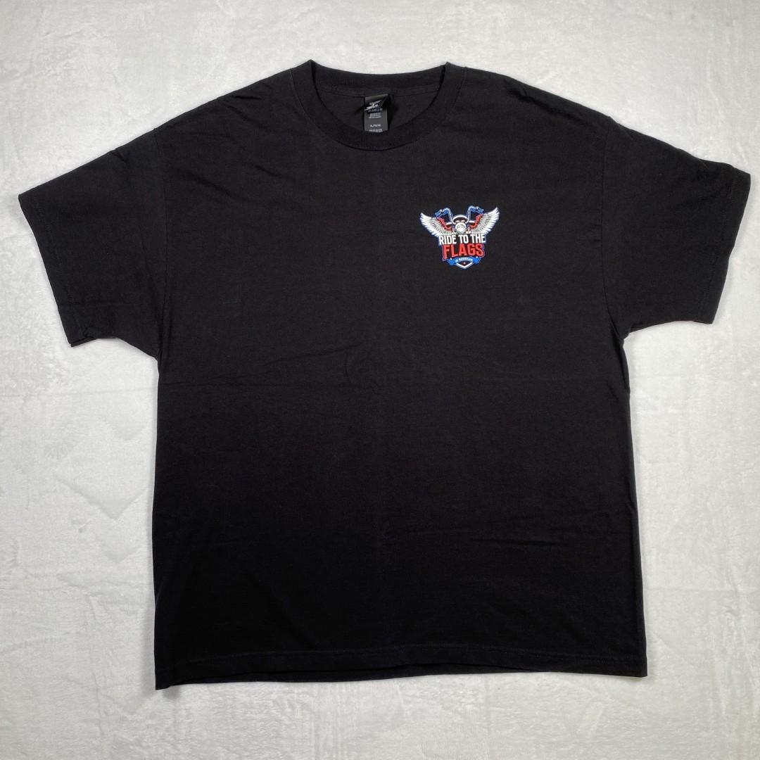 Hanes Men s Graphic Black Size XL Ride To The Flags Motorcycle Casual Unisex T-Shirt S