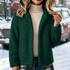 Women's Color Lined Zip Up Cardigan Loose Fit Fall Winter Jacket