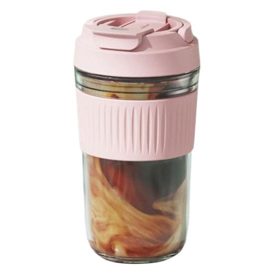 Portable Glass Tumbler with Silicone Straw 350/500ml Leakproof Reusable Coffee Mug