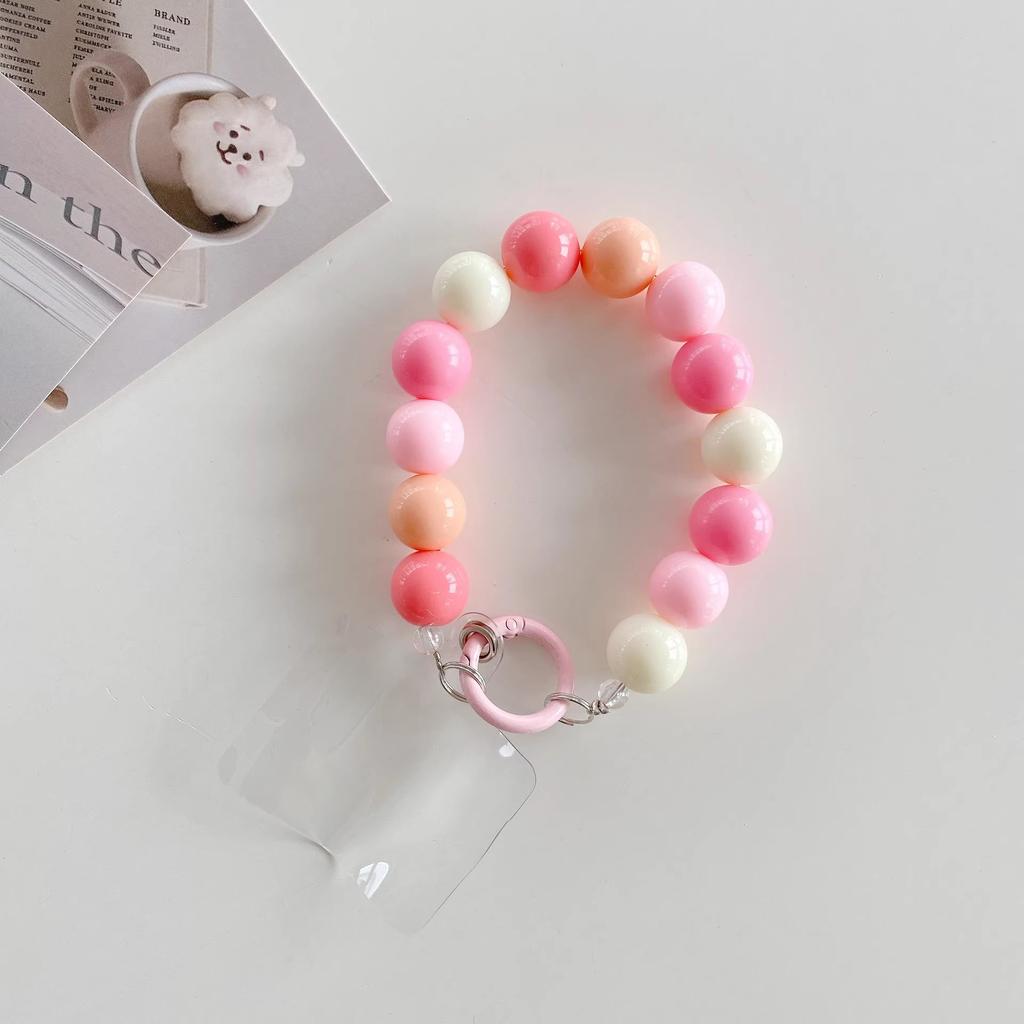 Bead hand rope bracelet acrylic love mobile phone case pendant pendant color green bracelet delivery guarantee digital