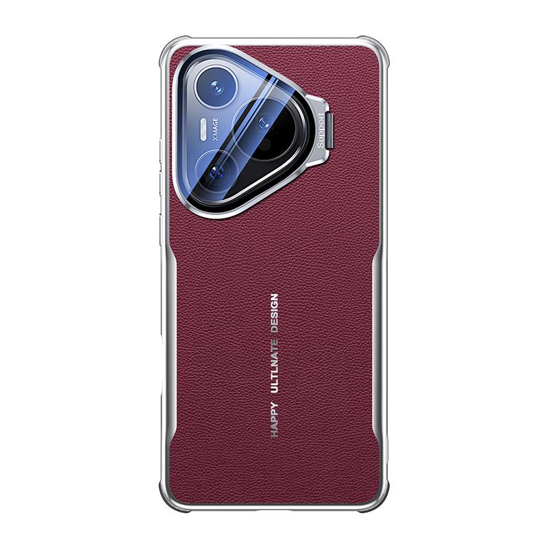 For Huawei  Pura 70 Pura 70 Pro Metal lens holder, plain leather back panel phone case Huawei Pura 70 Pro красный