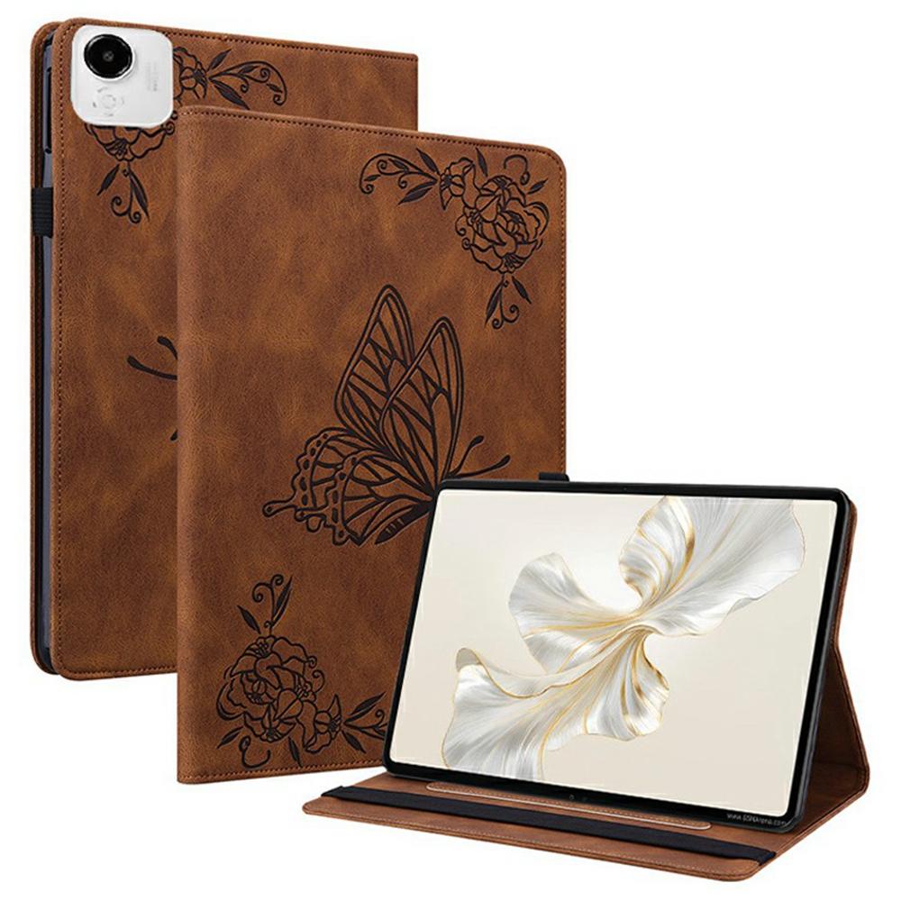 Pro Honor Pad X9a Pouzdro s potiskem motýlů a květin, kryt na tablet z PU kůže s přihrádkami na karty
