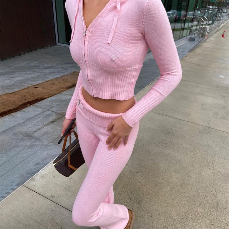 SELINK Tuta Da Donna 2 Pezzi Righe - Pullover Manica Lunga E Pantaloncini, Rosa, Taglia S
