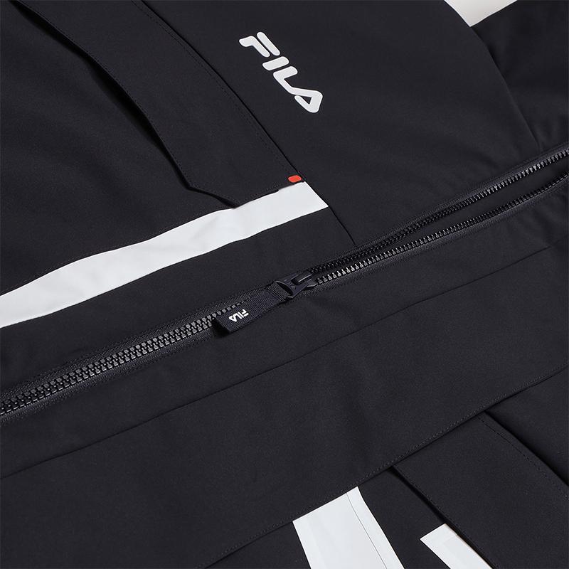 Fila Original Fashion Casual Sports Versatile Punk Work Style Loose Hooded Woven Down Jacket Men Outerwear Legendary-Blue F11M549913FNV