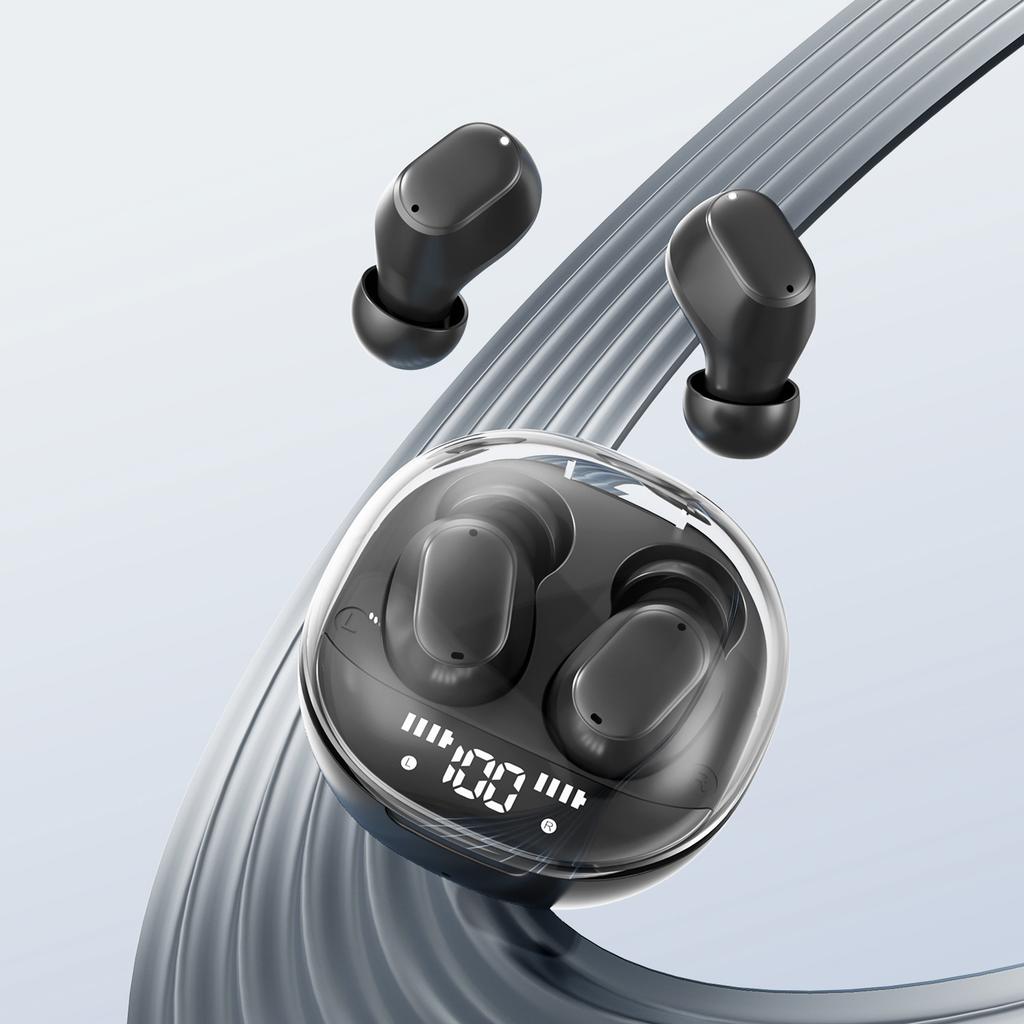 Bluetooth Wireless Earbuds with Transparent LED Lights, Smart Noise Cancelling, Hi-Fi Sound & Long Playtime for Sports Daily Use