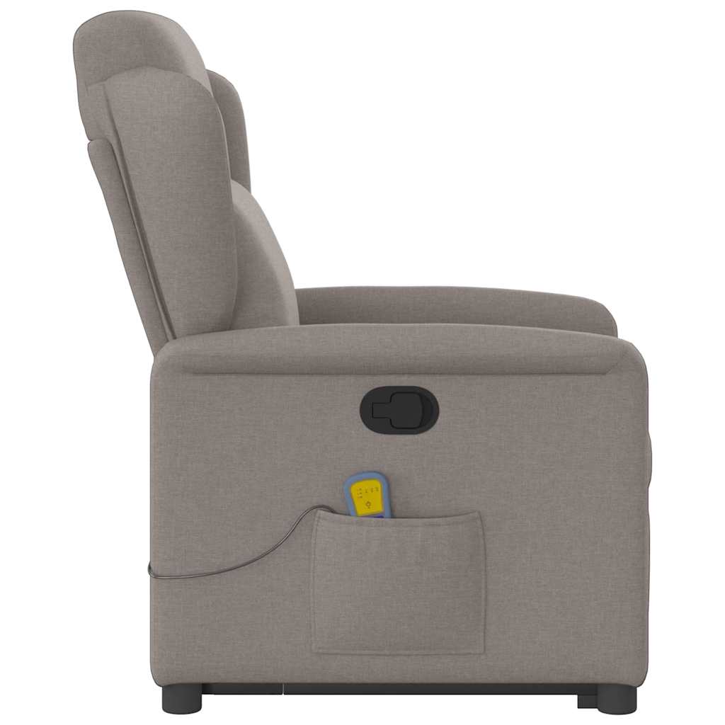 Massage Recliner with Rising Function Taupe Fabric