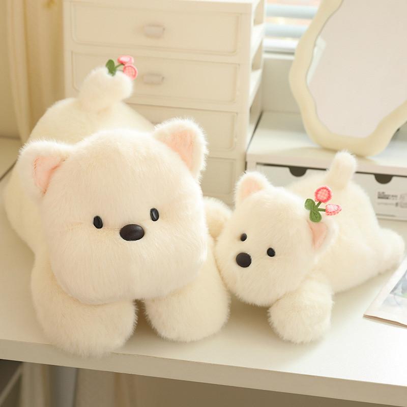 Adorable Cherry Westie Plush Toy For Kids Fluffy Soft Companionship Gift