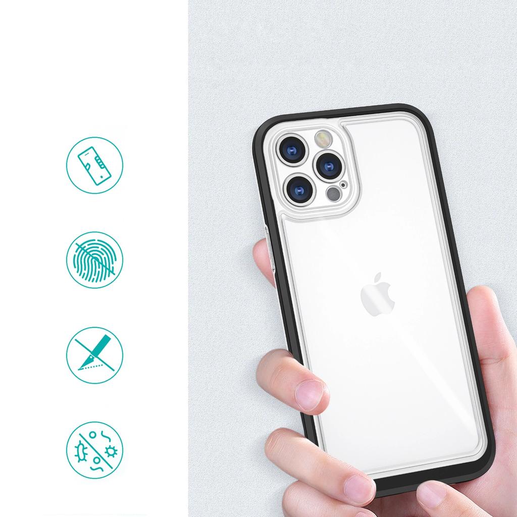 Clear 3In1 Etui Do Iphone 12 Pro Żelowy Pokrowiec Z Ramką Czarny