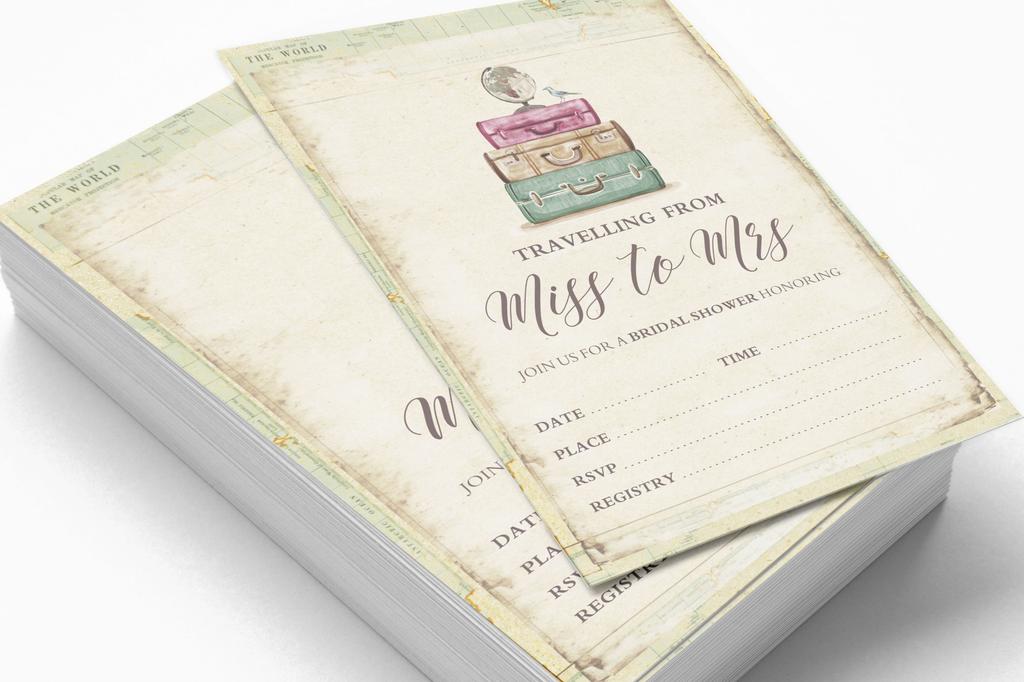 Inkdotpot 30 Bridal Shower InvitationsA  TravellingA  Wedding Fill-In Style Invites Blank