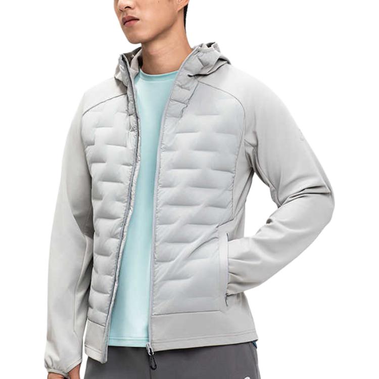 Asics Down Jackets Men's Gray Hooded Moderate Down Jacket 2011D203-020