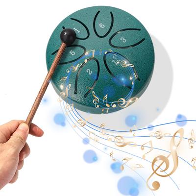 Tamburo con lingua in acciaio Strumento a percussione da 3 pollici a 6 note Tamburo balsamico con mazze per tamburo per la meditazione
