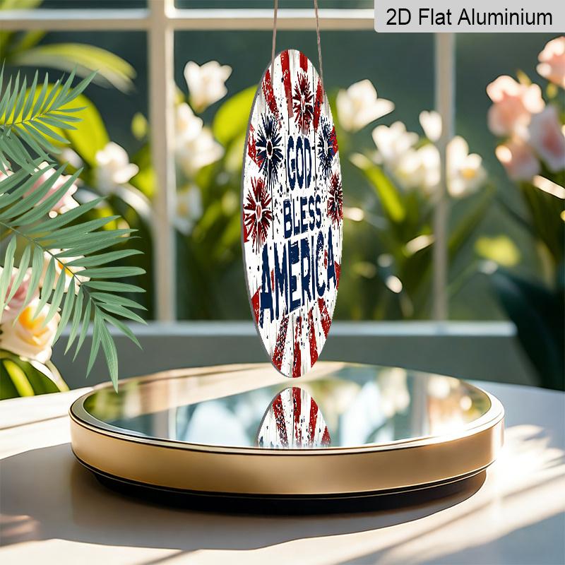 2D Flat, 1pc Decoration Celebrating American Independence Day on July 4Th, Featuring a Red And Blue Striped Pattern.This Aluminum Sign Is Perfect for