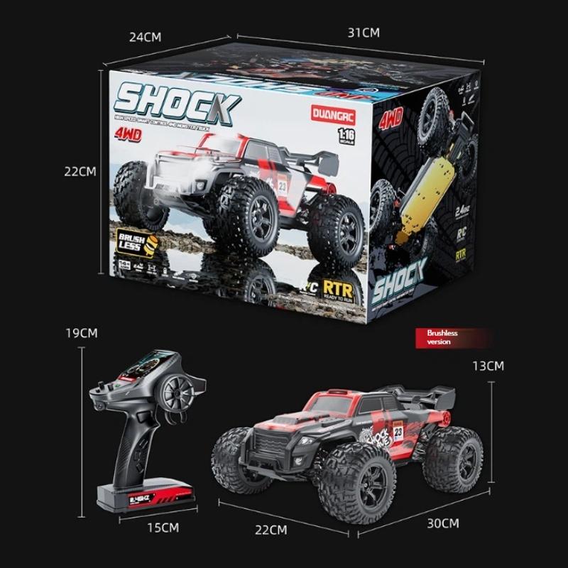 RC Off-Road Car 4WD High Power Brushed Climbing Truck Metal Chassis High Speed Racing Vehicle Remote Control Crawler for Adults