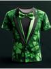 Shamrock Tuxedo Men's T Shirt 3D Print Short Sleeve T Shirt O-Neck Shirt Green Summer Spring Clothing Apparel