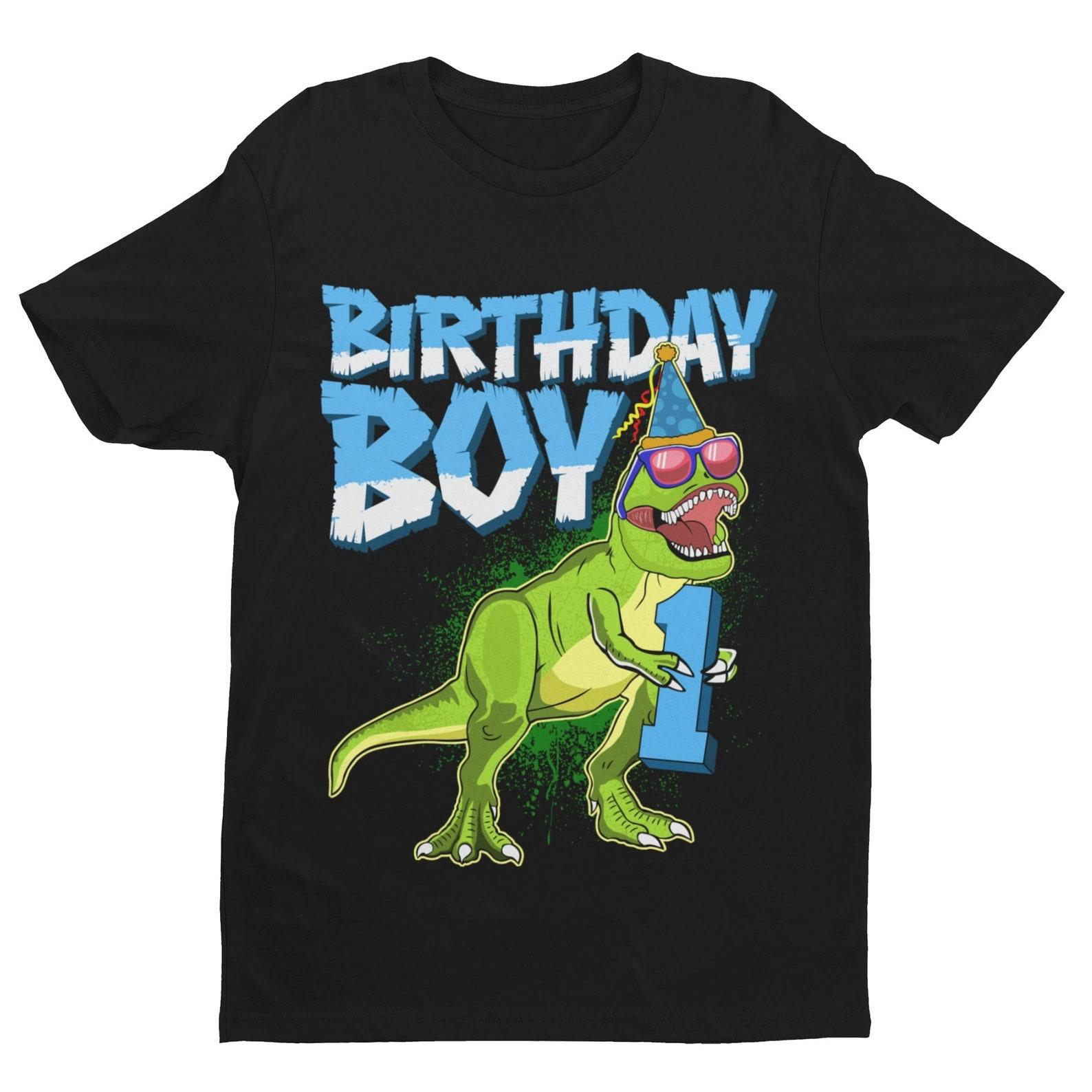 Dinosaur 1st Birthday Boy T-Shirt: Cotton First Birthday Tee XL