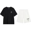 Li Ning Logo Print Comfortable Cool Versatile Round Neck Pullover Short Sleeve T-Shirt Casual Sports Set Unisex Tops Black White YHSV371-1+AKST593-7