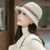 Fashionable Basin Hat Korean Style Wool Fisherman Hat for Women Japanese Style Literary Knitted Bucket Hat Autumn and Winter Versatile Hat Large Brim