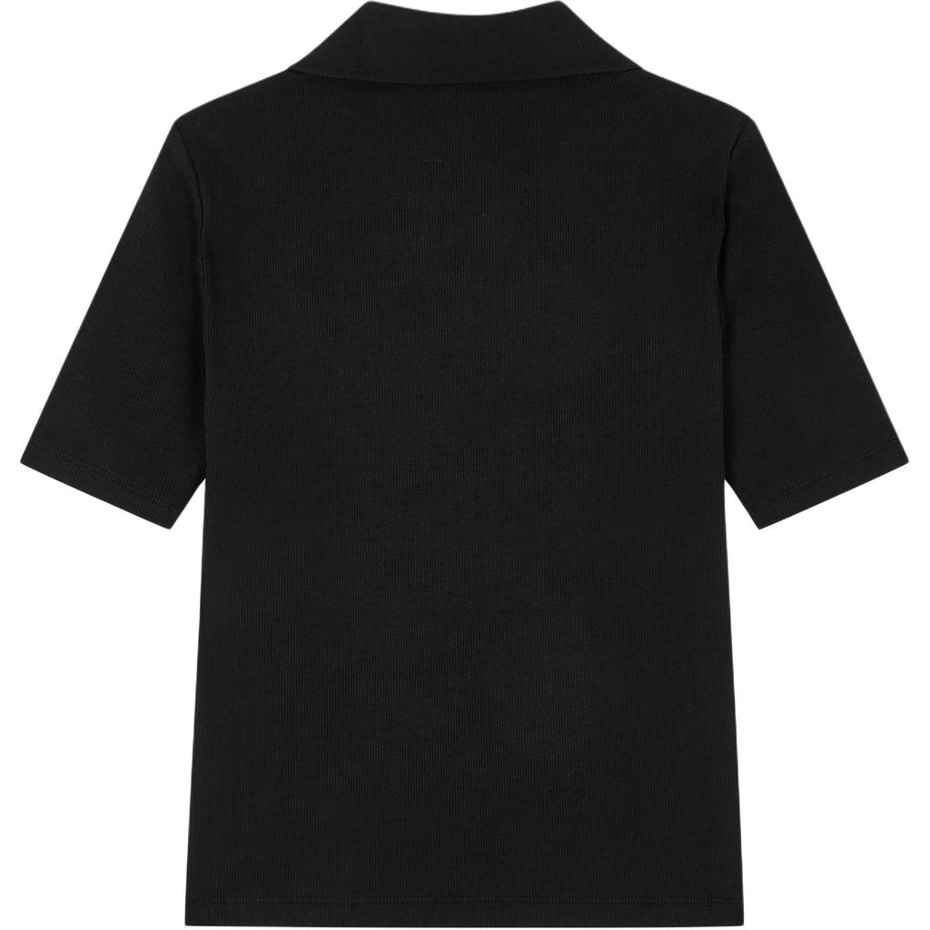 Calvin Klein Logo Slim Fit Polo Shirt Women Tops Black 47AB205-UB1