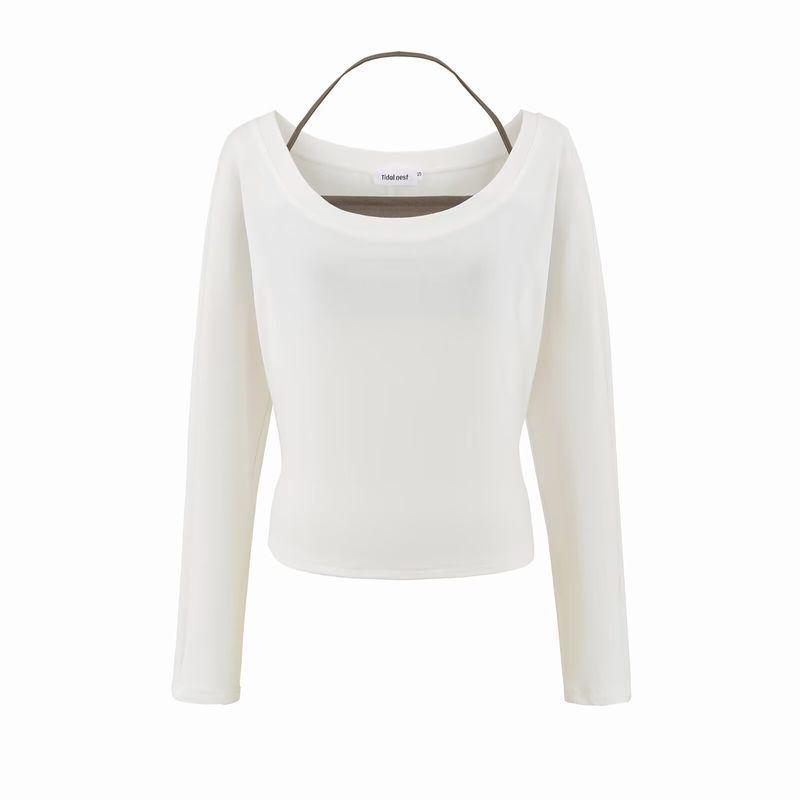 

Zbzr Осень Новинка Женская одежда Западный стиль Длинный рукав Свободный Приталенный Комплект из двух предметов Футболка Простой и Универсальный Короткий топ White M