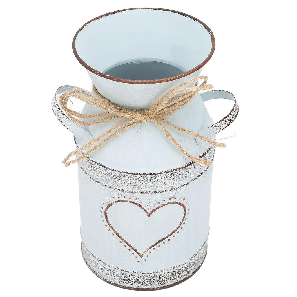 Vase Unique Heartshaped and Rope Design Galvanized Iron Vase for Indoor Outdoor Home Office