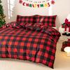 3pcs Christmas Theme Red Plus Black Square Grid Print Soft with Soft Fabric Duvet Cover Set Soft Nice Warm Durable