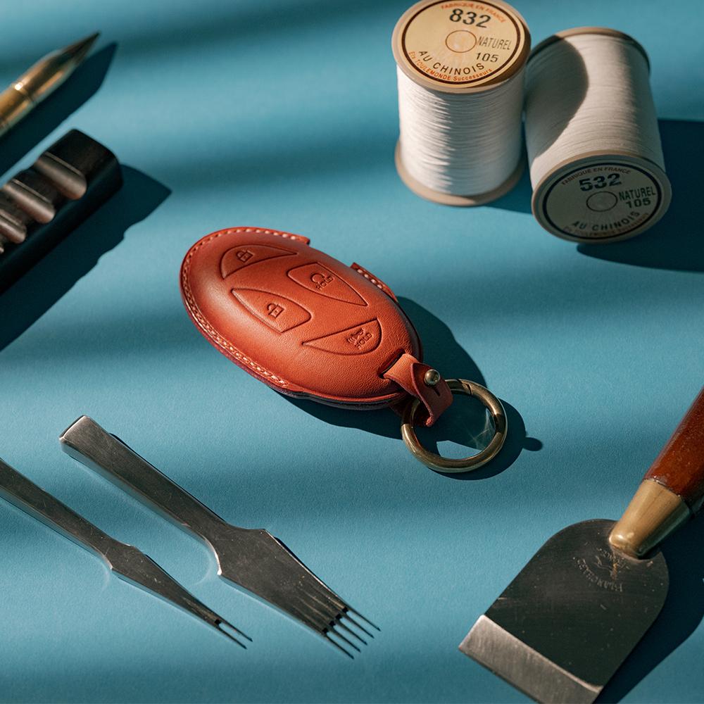 BONNE CHANCE [Bespoke] Leather Car Key Case - Hyundai Pebble Type