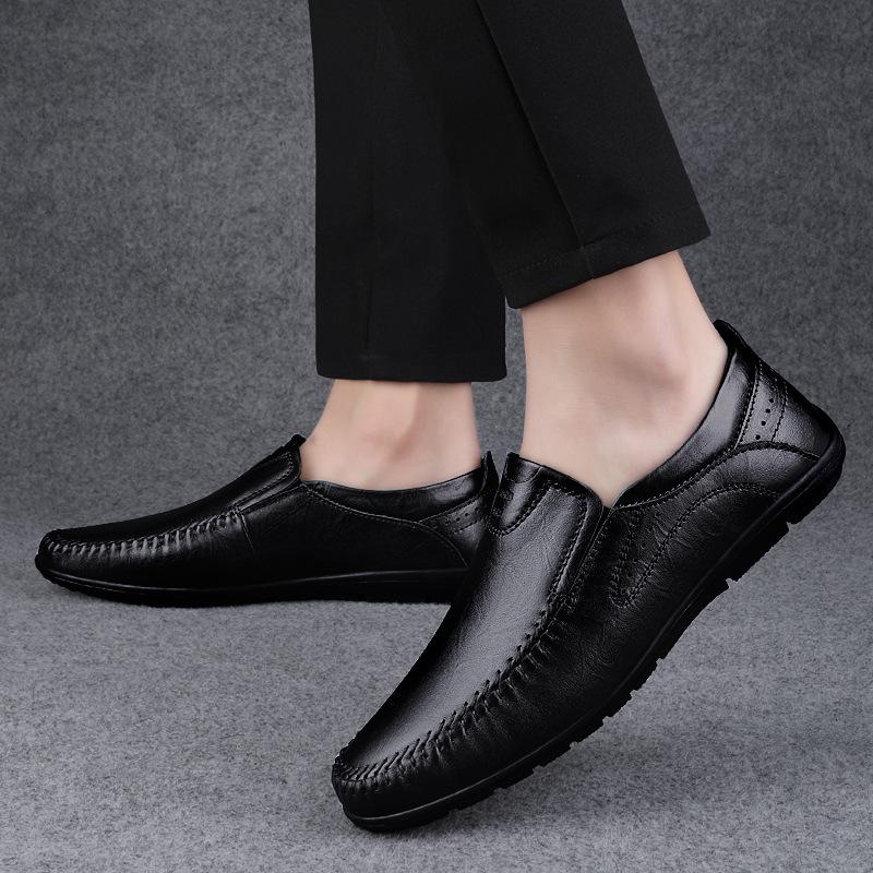 Summer new driving flat waterproof high-end casual shoes lazy leather shoes