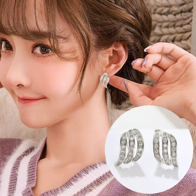 Crystal Flower Stud Earrings for Women Fashion Zircon Gold Color Rhinestones Earrings Modern Zircon Gift