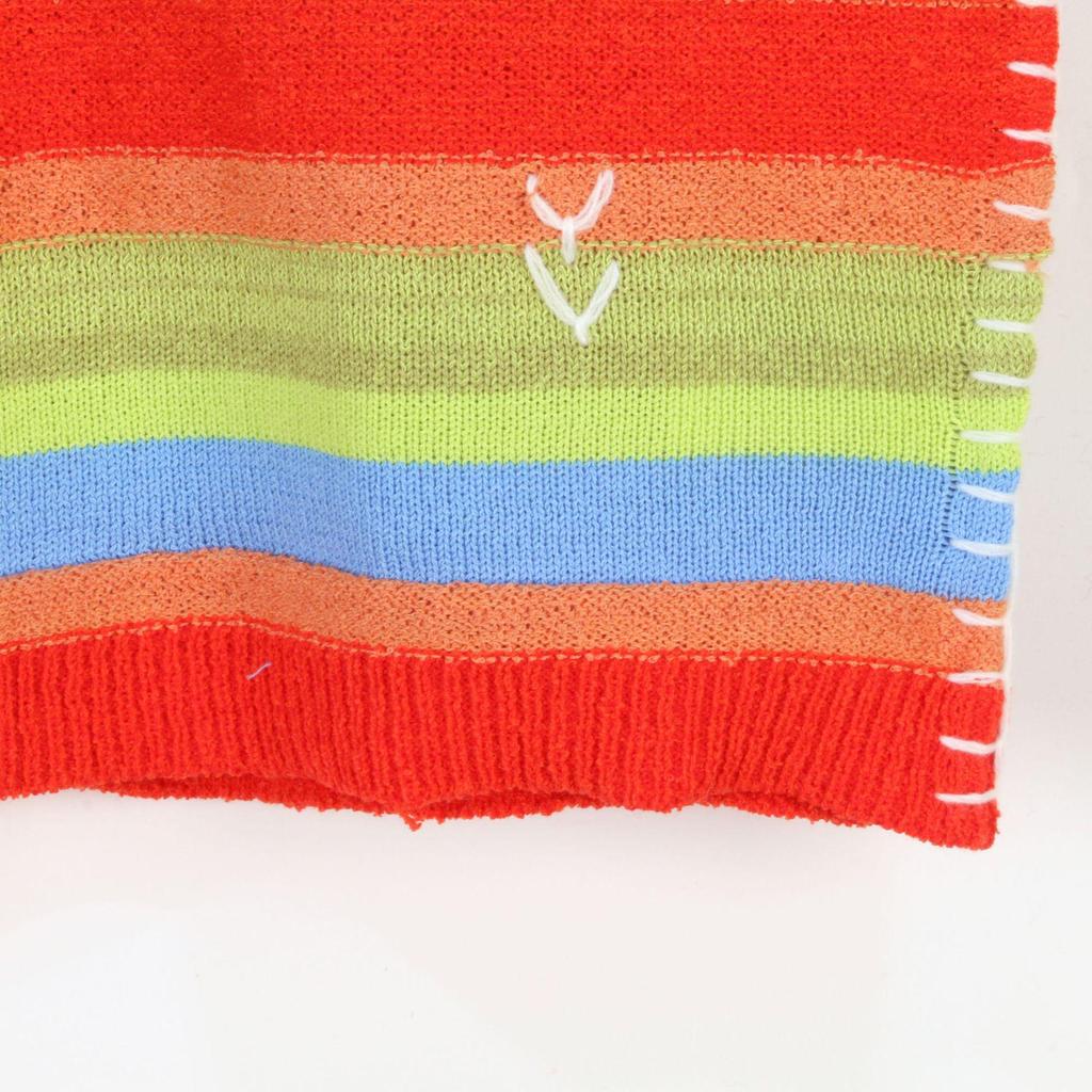 Dopamine Rainbow Striped Knit Sleeveless Vest - Korean Style Women's Summer Tank Top, Hong Kong Trendy Outerwear.