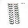 Manufacturer Wholesale 10 Pairs of Colored 3D False Eyelashes, European and American Multi-level Messy and Dense 3D Eyelashes, Cross-border Supply