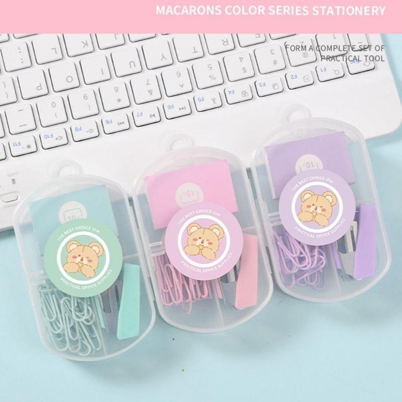 Mini Morandi Color Metal Stapler Set with Staples Binding Tools Stationery Office School Student Supplies
