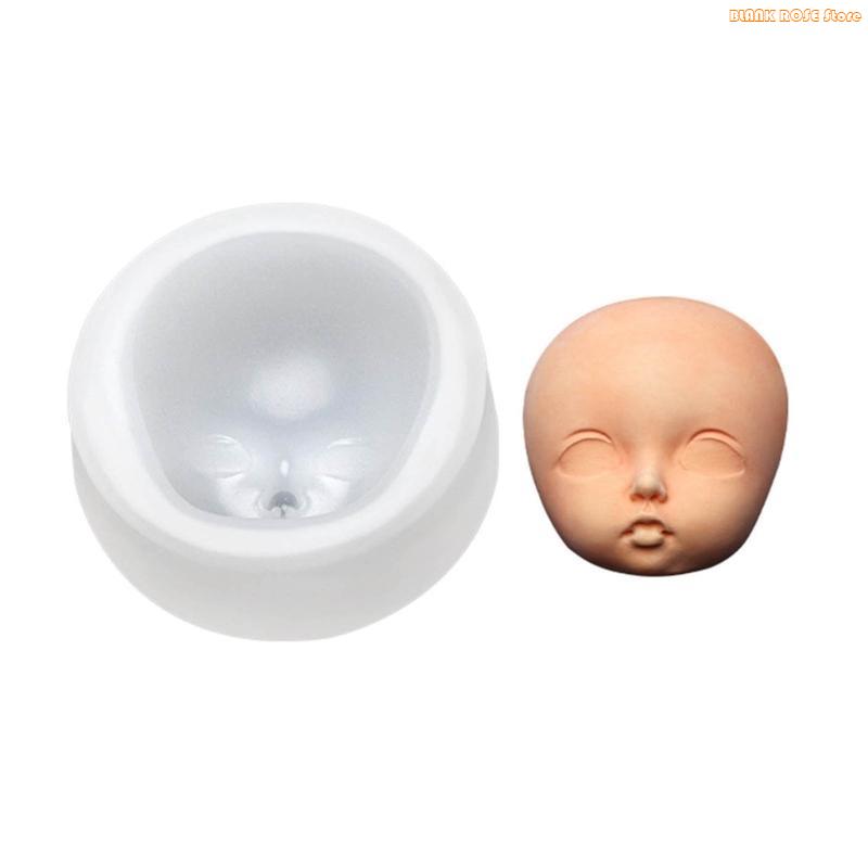 Molde de Rosto para Cabeça de Boneca K1AE, Moldes de Silicone para Cabeça de Bebê, Molde para Bolo Fondant Chá de Bebê, Sabão de Argila, Resina, Chocolate