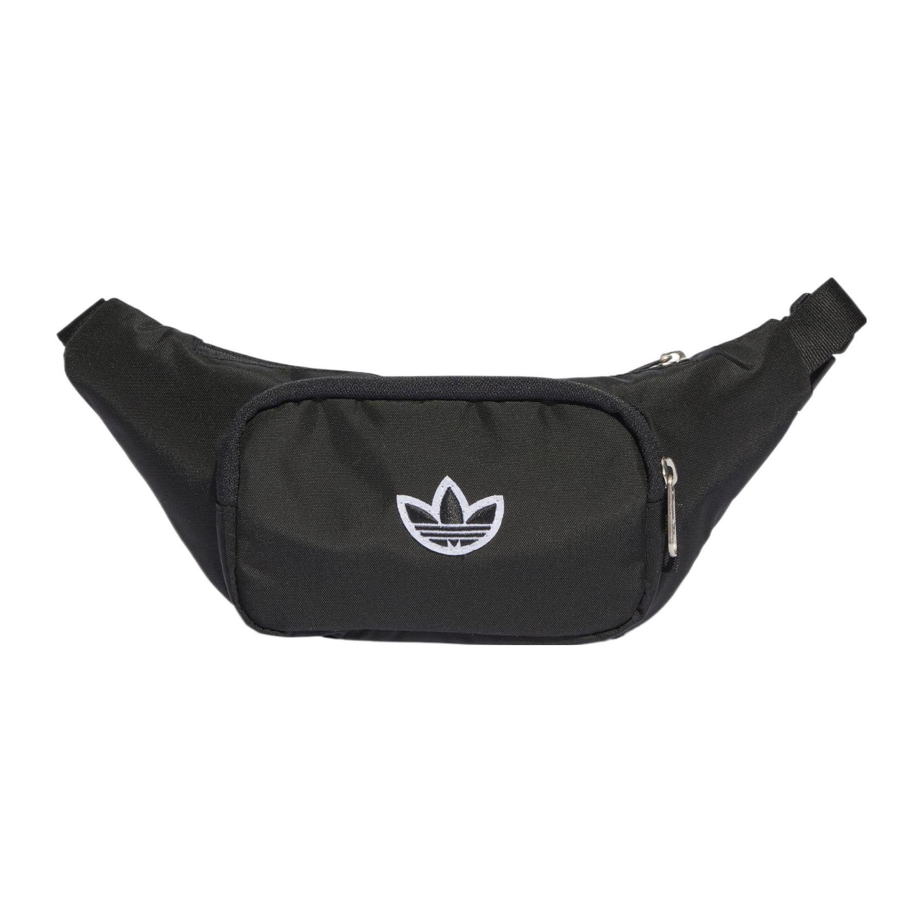 Adidas Originals Top Zipper Closure Recycled Nylon Crossbody Waist Bag Unisex bags Black IJ5007 Black