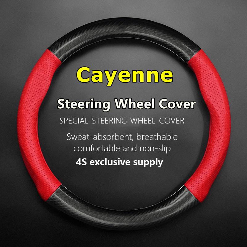 No Smell Thin For Porsche Cayenne Steering Wheel Cover Leather Carbon Fit 3.2L MT AT S Turbo 4.5T 2006 4.8T 4.8L 2007 GTS