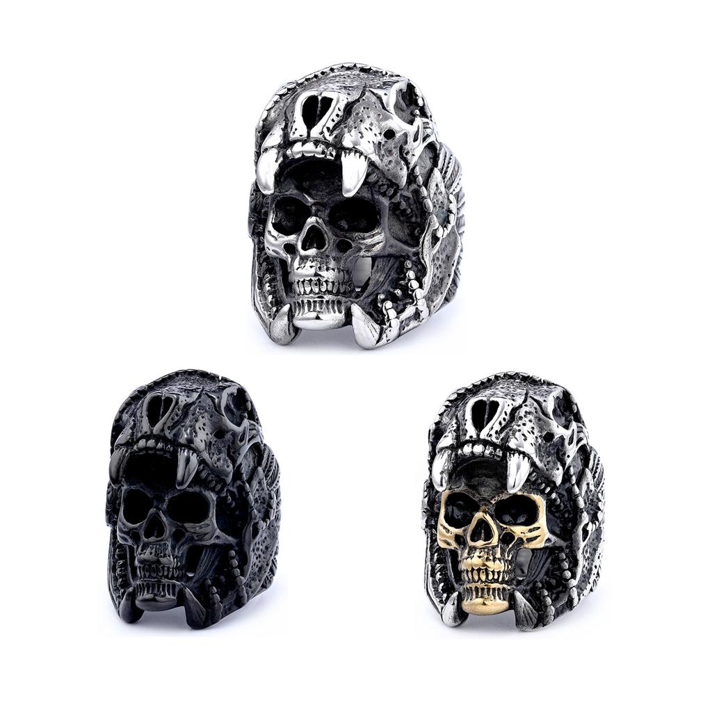 Ring domineering big skull shape ring men's retro fashion jewelry