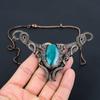 Blue Botswana Agate Gemstone Pure Copper Wire Wrapped Handmade Necklace Jewelry