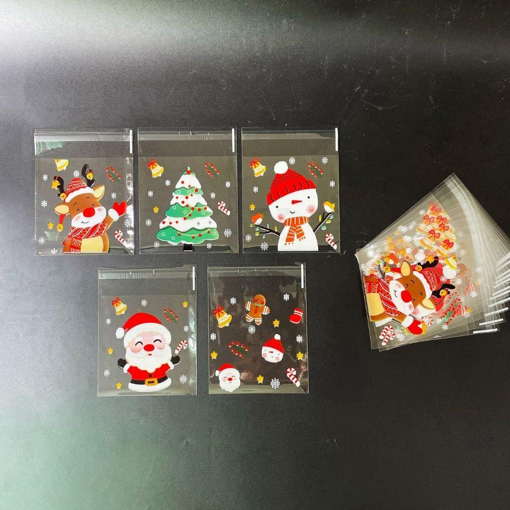 Santa Claus Christmas Treat Bags Cartoon Designs Cookie Packaging Bag  Holiday Gift