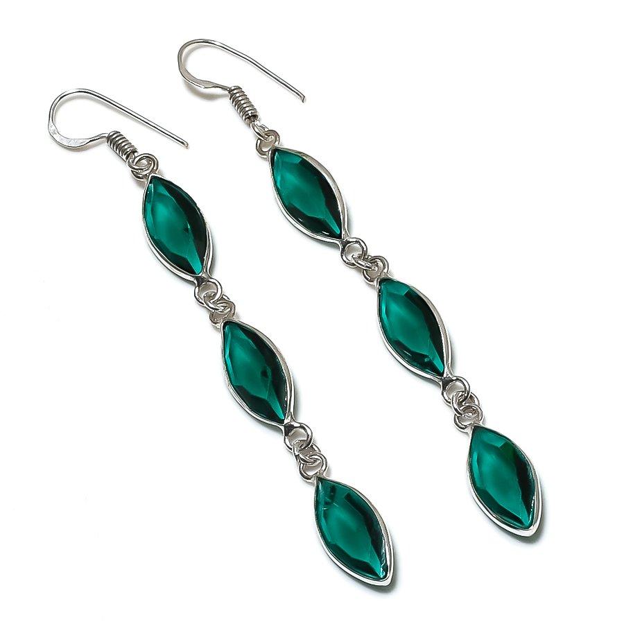 

Серьги из стерлингового серебра 925 пробы с натуральным индиголитом-турмалином 3,15 дюйма o8S56