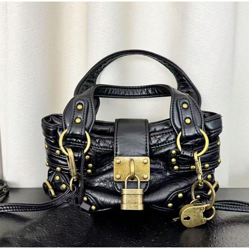Vintage Rivet Handbag Fashi Brand Highend Y2k Style Motorcycle Bag Leopard Print High-quality Pu Shoulder Crossbody Bag Wallet