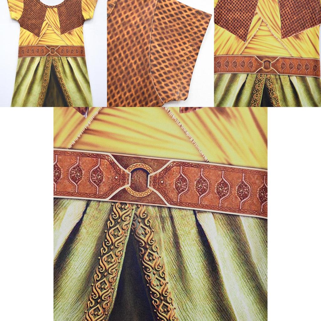 Vibrant Raya And The Last Dragon Girls Printed Short Sleeve Cosplay Fancy Dress Costume