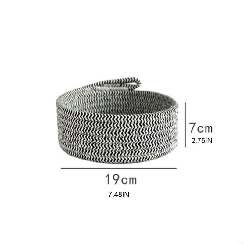 2pcs Woven Storage Baskets Cotton Rope Bin for Baby Nursery Bathroom Bedroom Cosmetic Organizing X3UC