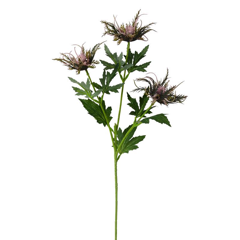 Eryngium 3-Head Artificial Flower for Wedding Decor and Home Arrangements