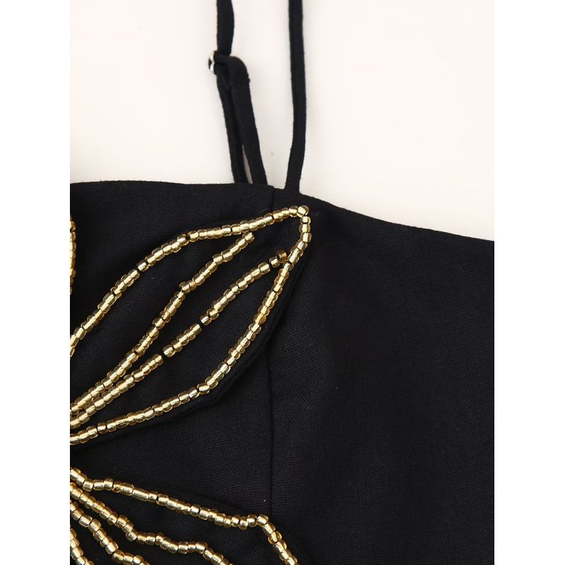 Kaslead New Arrival Women's Fashion Style Fashion Minimalist Beaded Flower Short Top 2855211