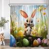 Funny Easter Shower Curtains Cute Bunny Pink Farm Truck Dogs Watercolour Floral Rabbit Eggs Bathroom Curtain Decor With Hooks