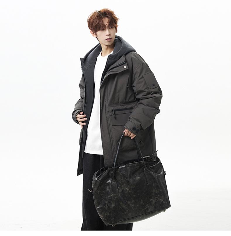 Męska wodoodporna zimowa parka z kapturem w dużym rozmiarze: Gruby, ciepły płaszcz roboczy do sportów outdoorowych.