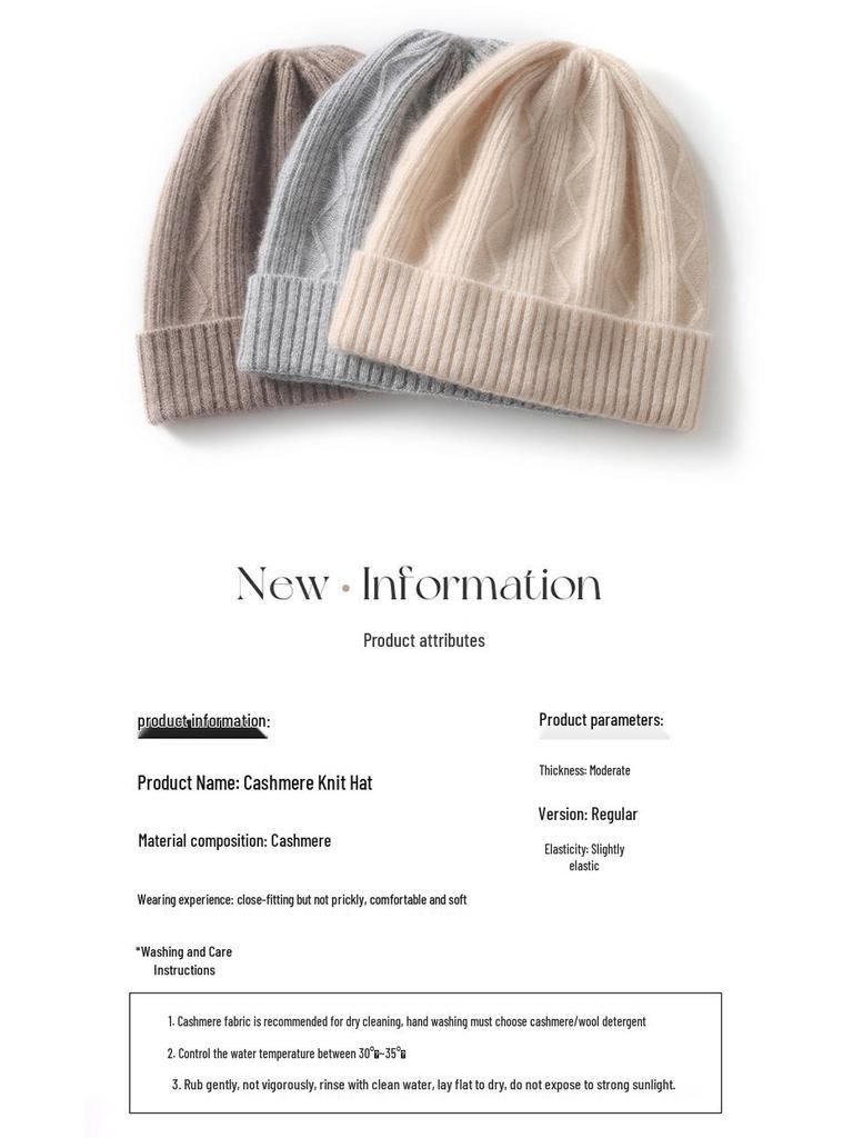 Unisex Wool & Cashmere Knit Beanie - Warm Winter Hat with Ear Protection