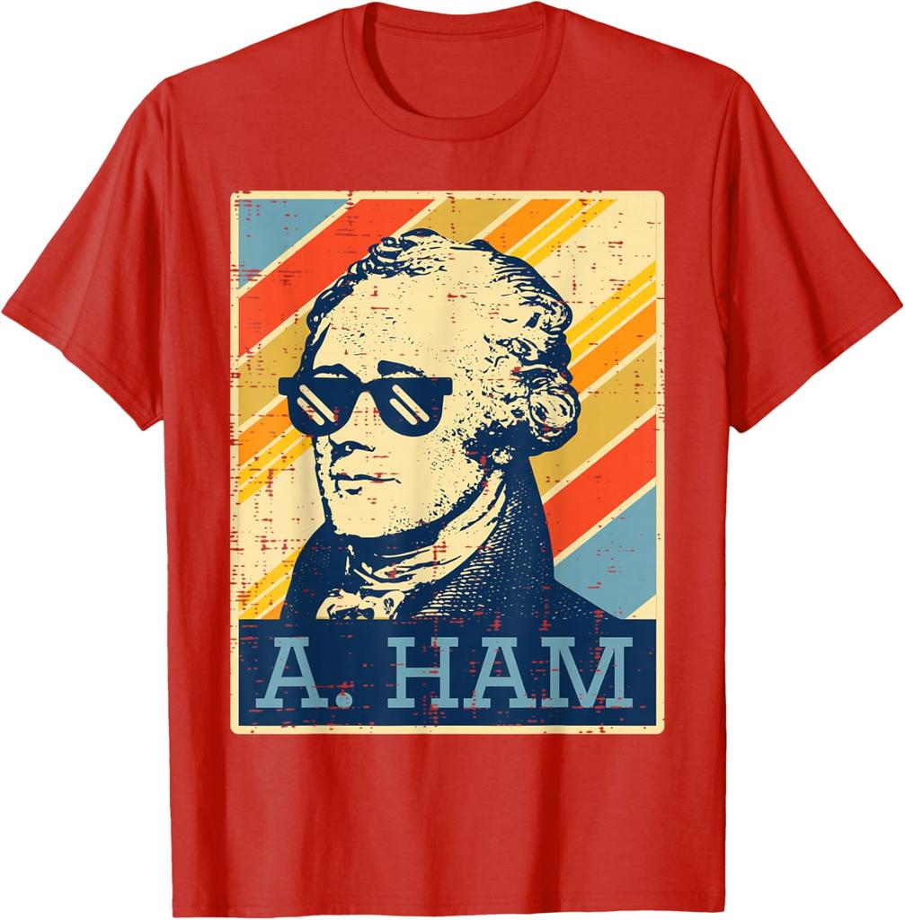 A Ham Alexander Hamilton Retro Distressed Graphic Tee Casual Short Sleeve TShirt for Men Women